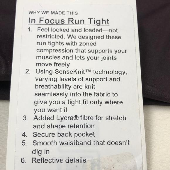 NWT Lululemon In Focus Running Tight - Picture 9 of 10